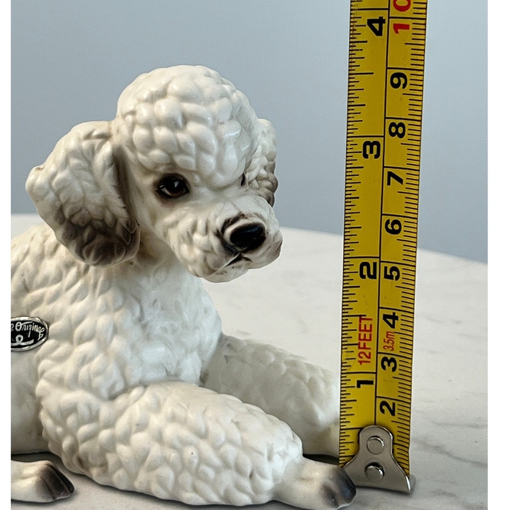 Vintage Josef Originals White Poodle Ceramic Figurine Reclining Japan MCM Dog - Picture 10 of 11
